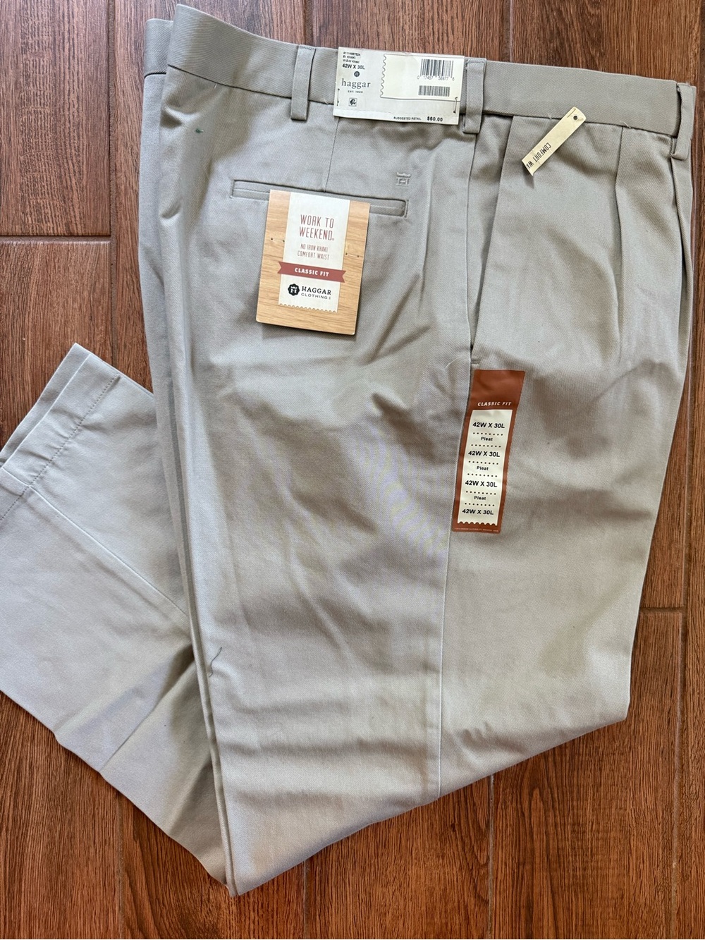 Haggar Men’s Classic Fit Khaki Dress Pants - 42x30